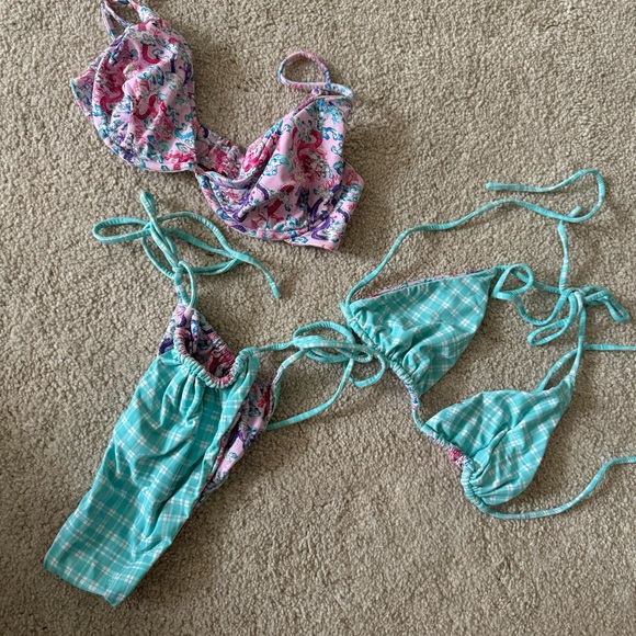 VDM reversible blue and pink bikini. Set of 3 - Picture 2 of 5